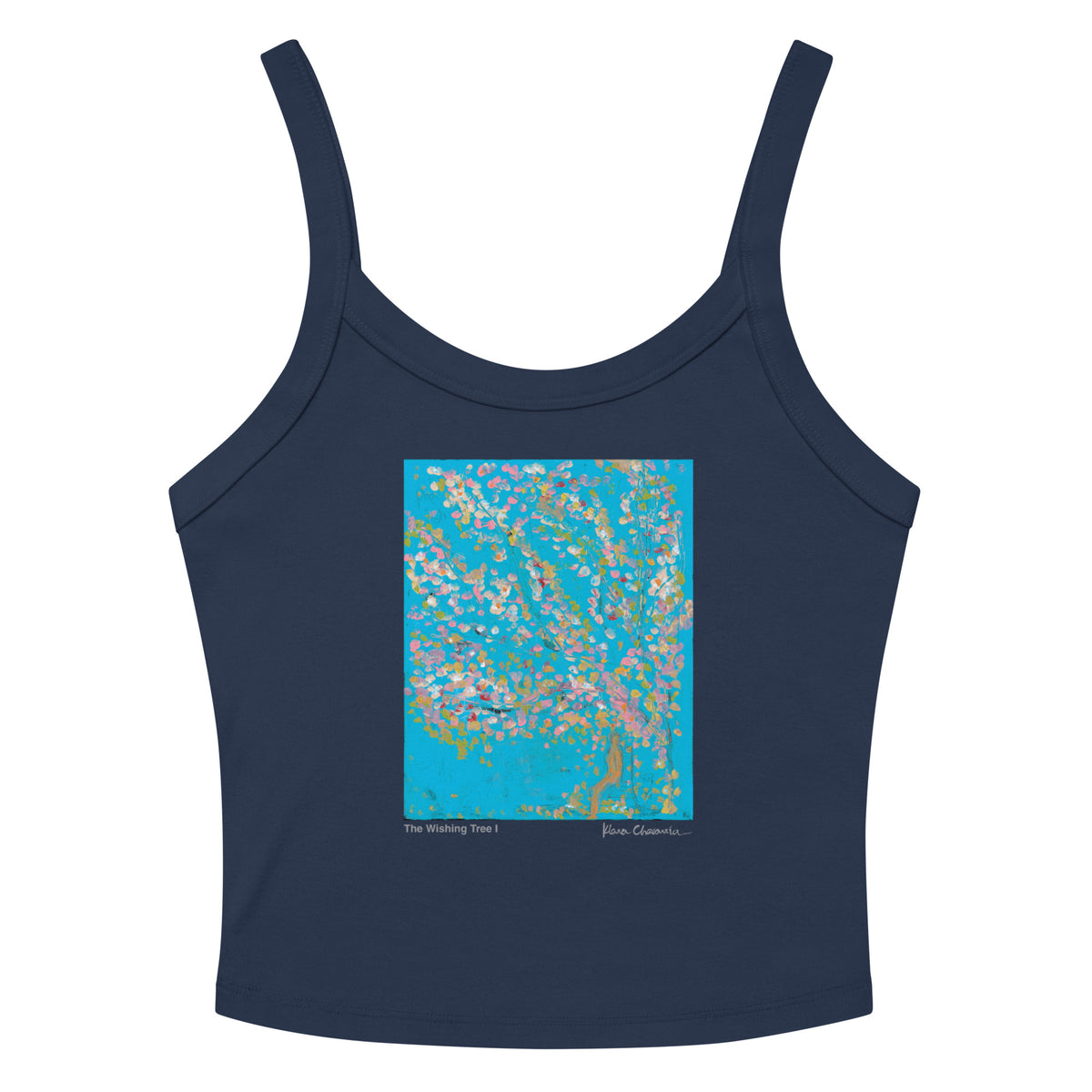 THE WISHING TREE I women's micro-rib tank top in Solid Navy Blend – flat front