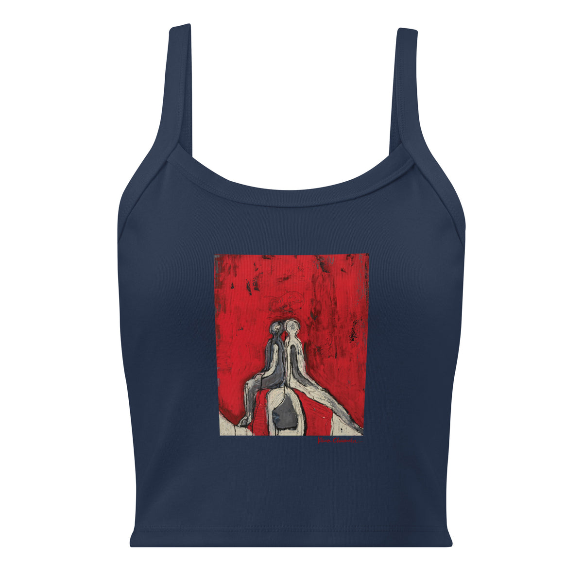 ALL WE SHARE women's micro-rib tank top in Solid Navy Blend – flat front