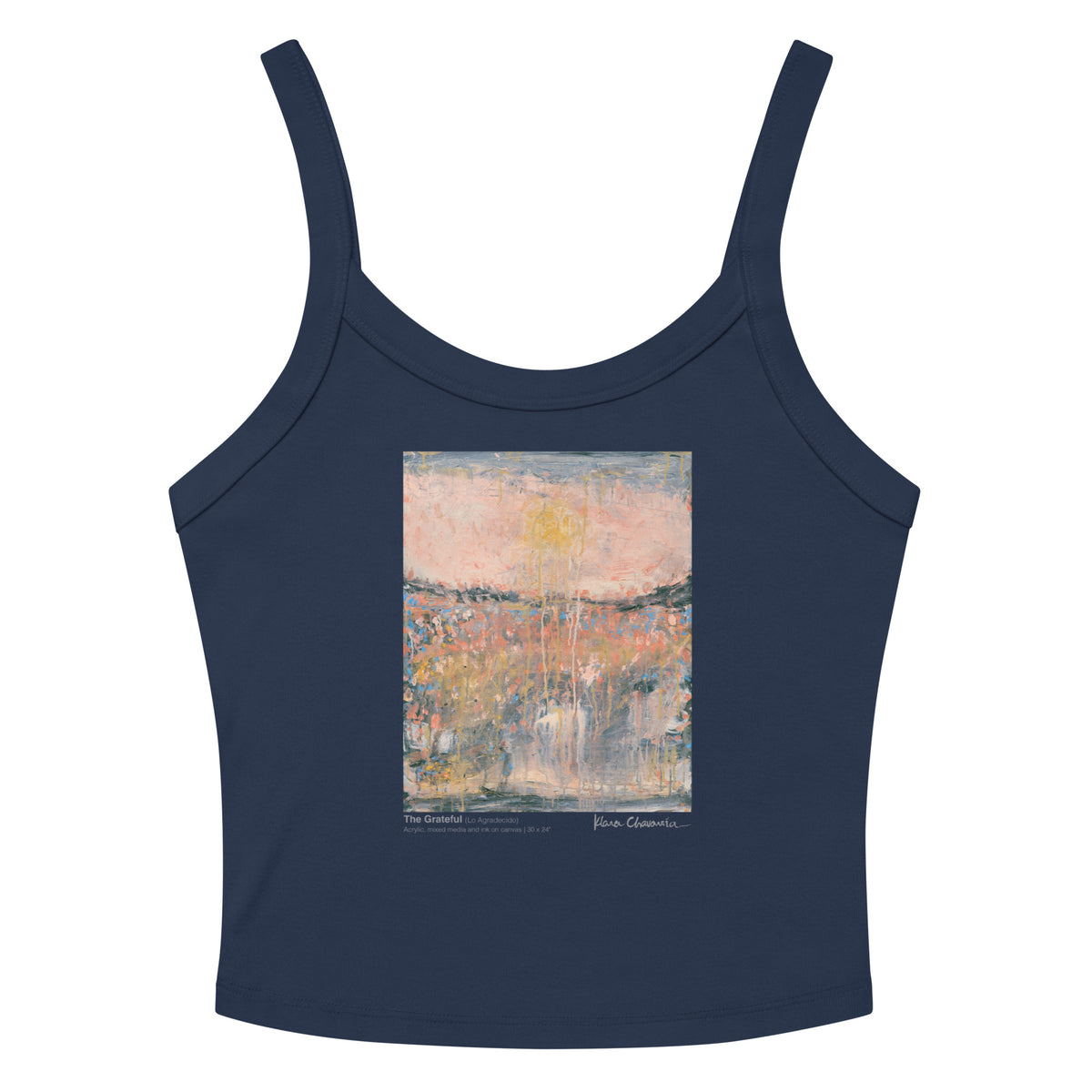THE GRATEFUL women's micro-rib tank top in Solid Navy Blend – flat front