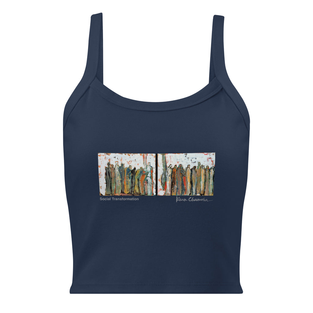 SOCIAL TRANSFORMATION women's micro-rib tank top in Solid Navy Blend – flat front