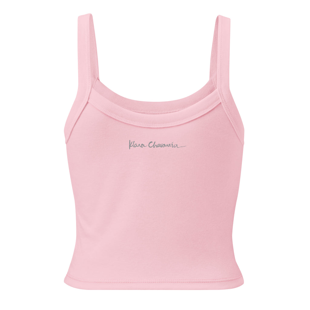 THE COLORS OF LIGHT women's micro-rib tank top in Solid Pink Blend – flat back