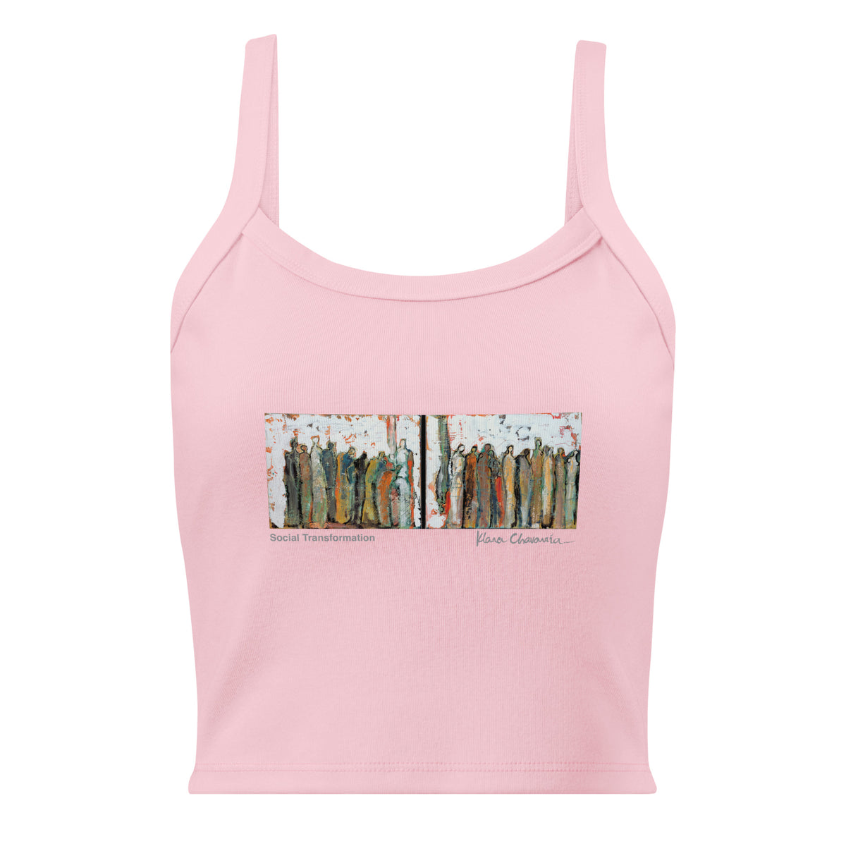 SOCIAL TRANSFORMATION women's micro-rib tank top in Solid Pink Blend – flat front