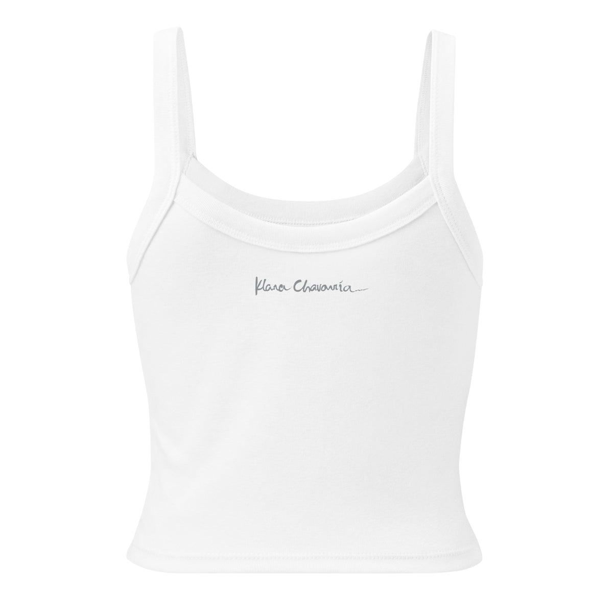 THE UNKNOWN STORIES OF FLOWERS II women's micro-rib tank top in Solid White Blend – flat back