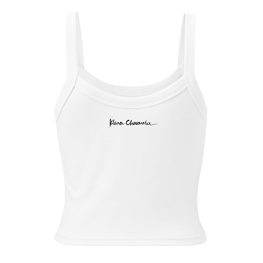 BENEATH THE FLOWERS women's micro-rib tank top in Solid White Blend – flat back