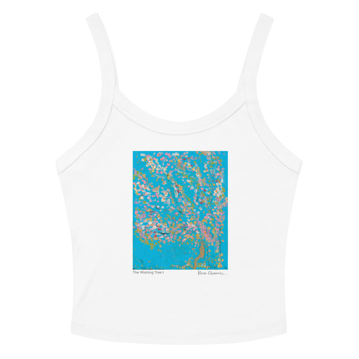 THE WISHING TREE I women's micro-rib tank top in Solid White Blend – flat front
