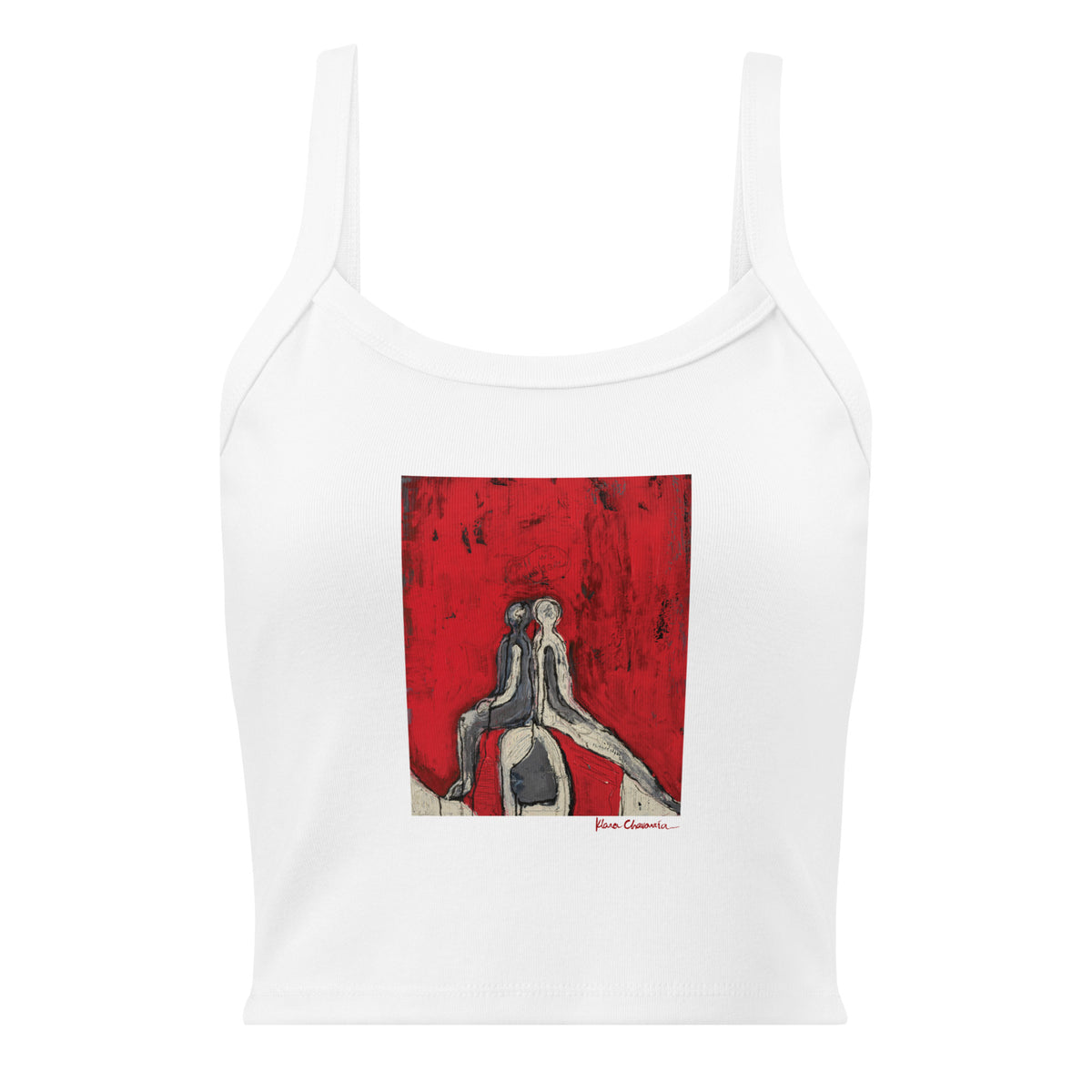 ALL WE SHARE women's micro-rib tank top in Solid White Blend – flat front