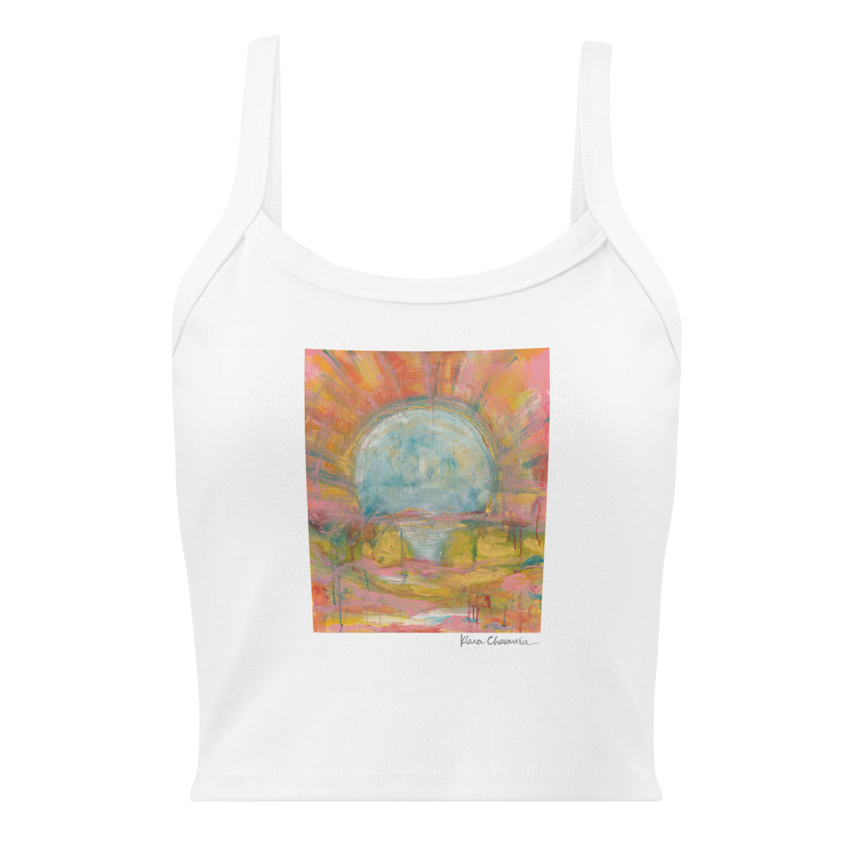 THE COLORS OF LIGHT women's micro-rib tank top in Solid White Blend – flat front