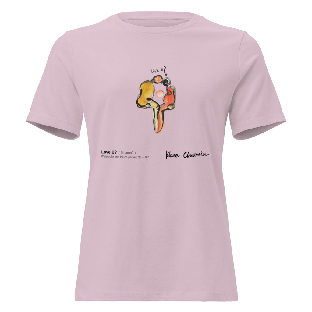 LOVE U? women's relaxed t-shirt – Light Violet – shaped front