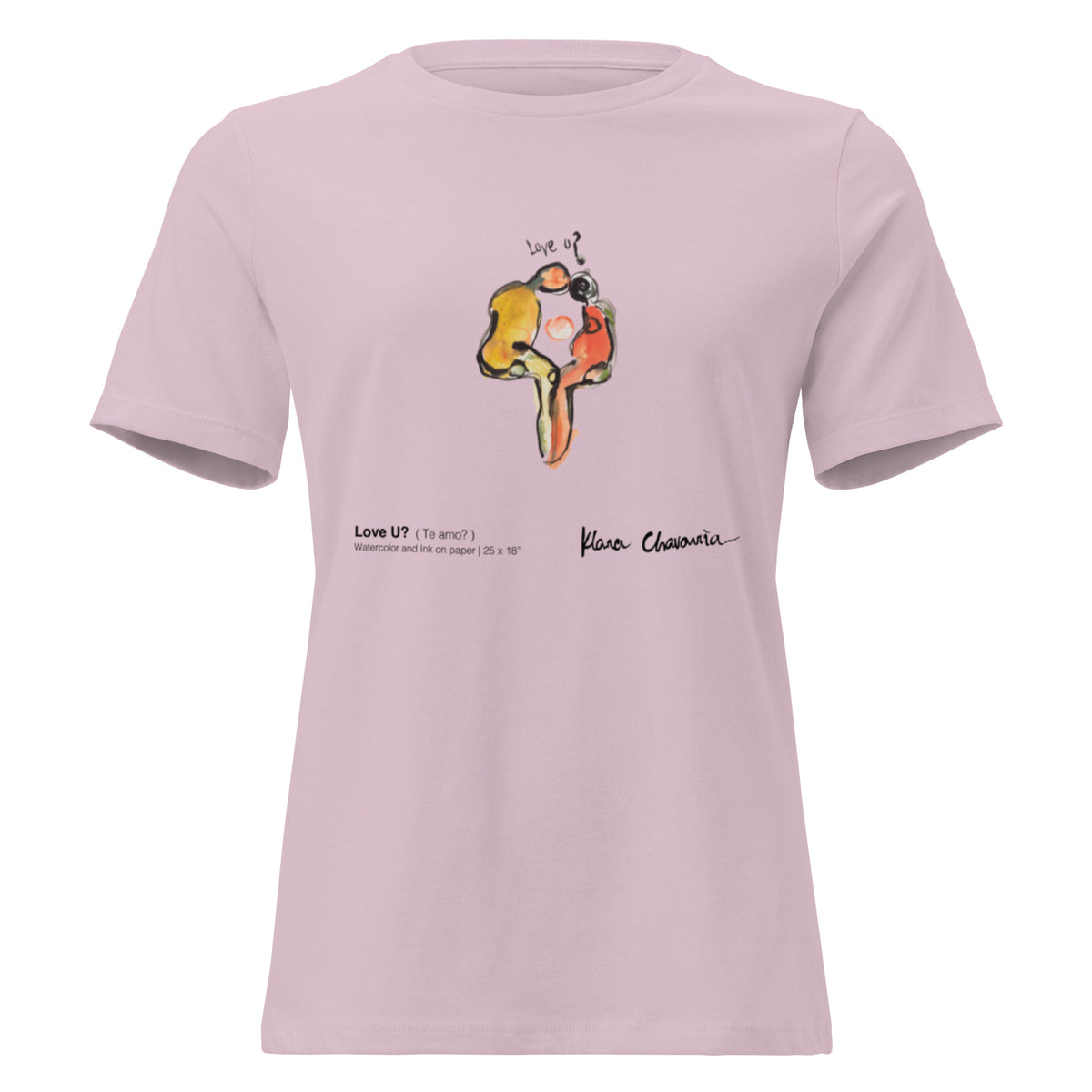 LOVE U? women's relaxed t-shirt – Light Violet – shaped front