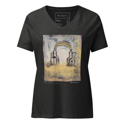 WONDER women's V-neck tee – Dark Grey Heather – flat front
