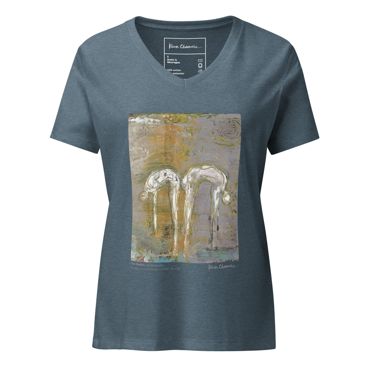 THE SEARCH V-neck tee – Heather Slate – flat front